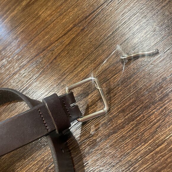 DEFECTIVE Madewell Men's Belt Approx. Sz 28-30 (?) (37.5"L) Narrow Leather Brown - Picture 2 of 14
